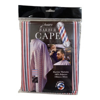 Aware Barber Cape 100% Polyester - Red White Navy Pinstripes 130cm x 140cm