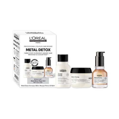 Loreal Metal Detox Starter Kit (Oil + Bonus 100ml Shampoo & 75ml Mask)