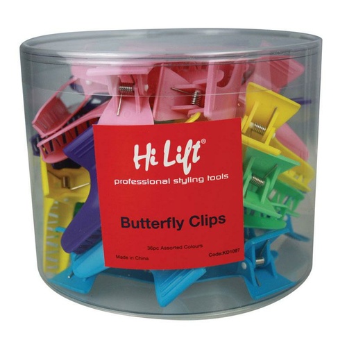 Hi Lift Butterfly Clips Assorted Colours 36pc